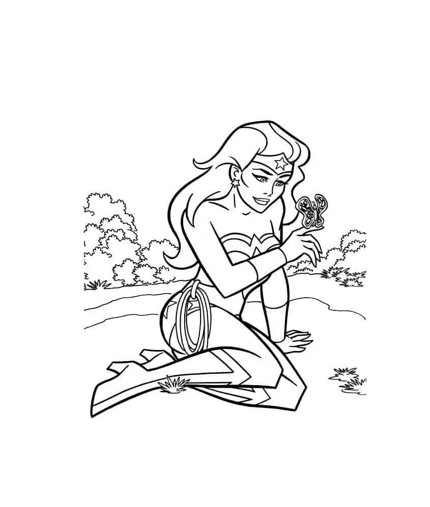 Wonder Woman et Fleurs coloring page