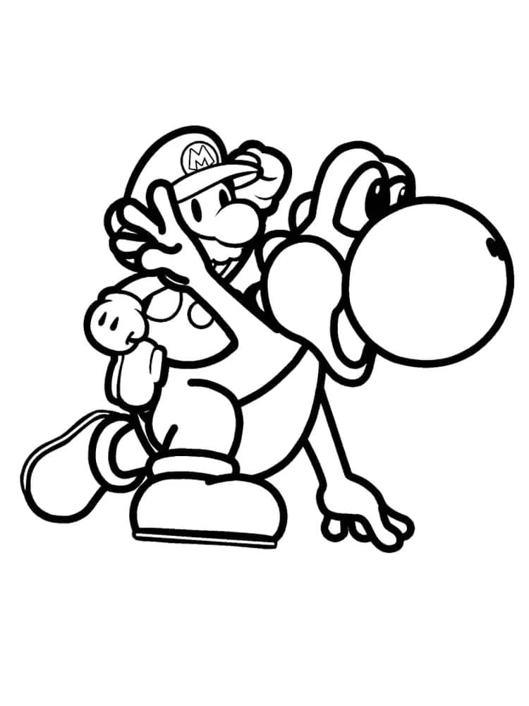 Coloriage Yoshi et Mario
