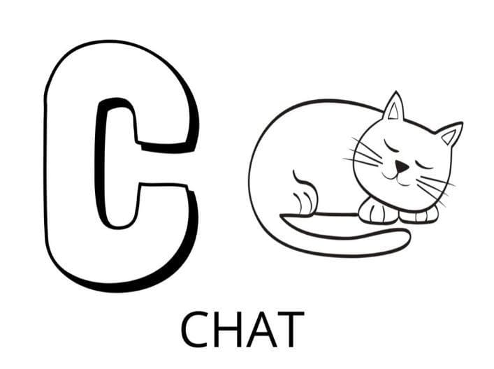 Lettre C – Chat coloring page