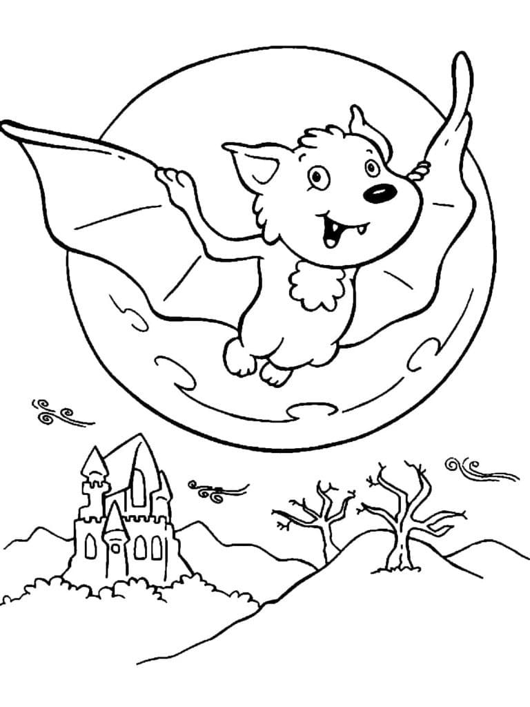 Adorable Chauve-souris d’Halloween coloring page