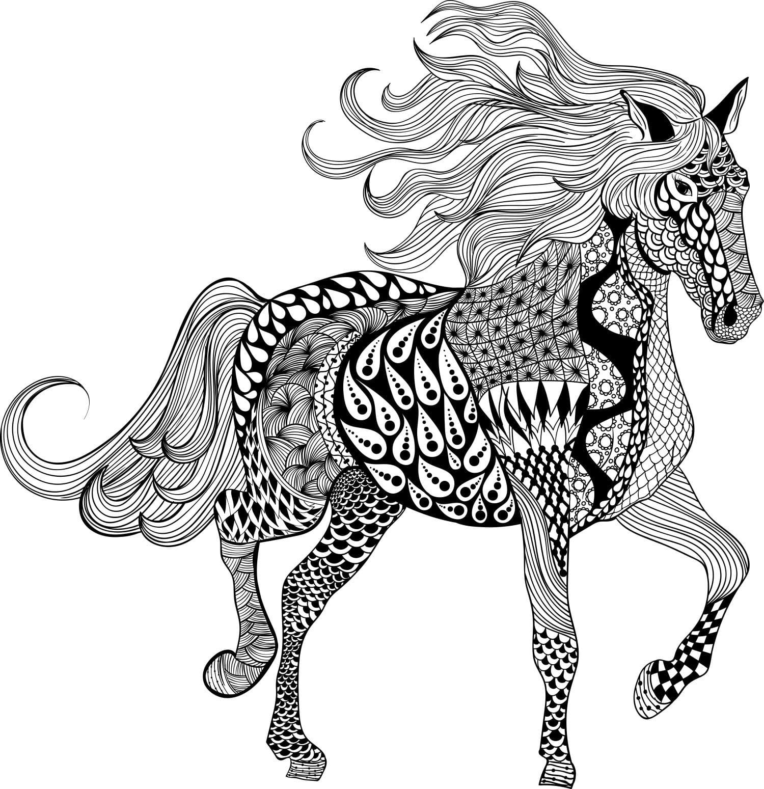 Coloriage Adulte Cheval 1