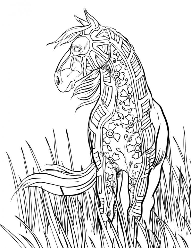 Coloriage Adulte Cheval 4