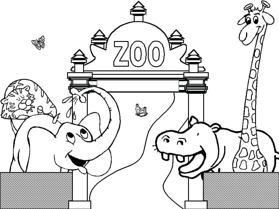 Coloriage Animaux de Zoo Drôles
