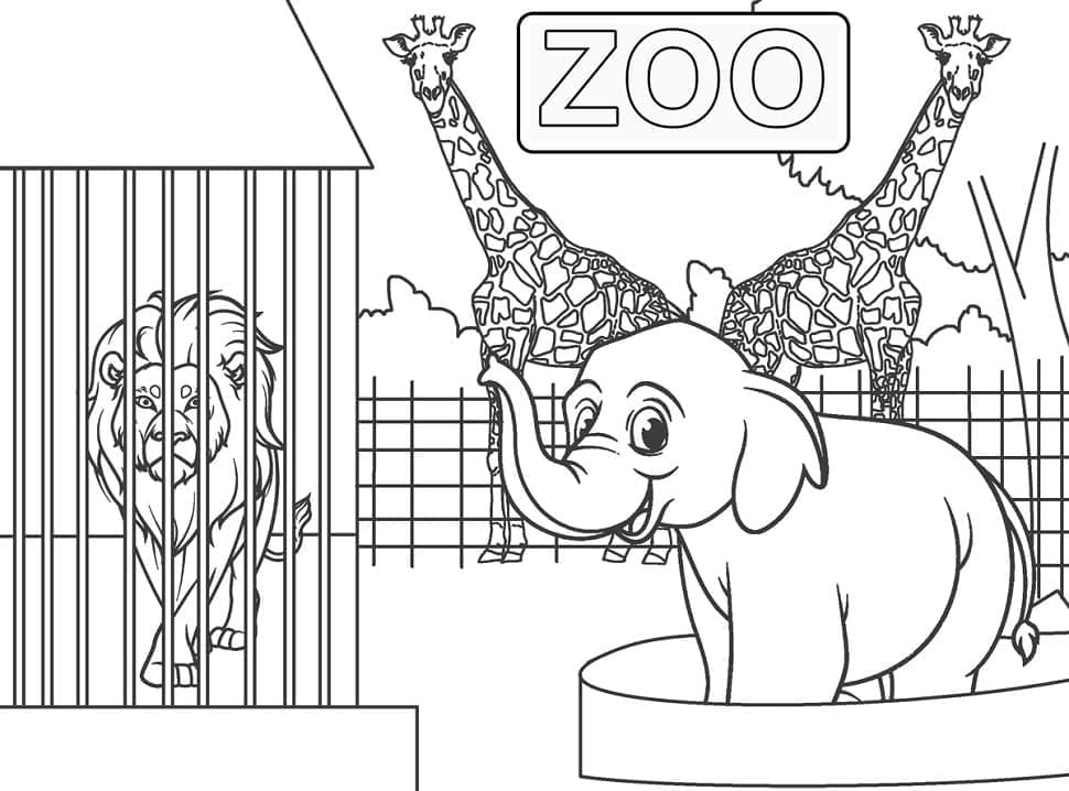 Coloriage Animaux de Zoo Mignons