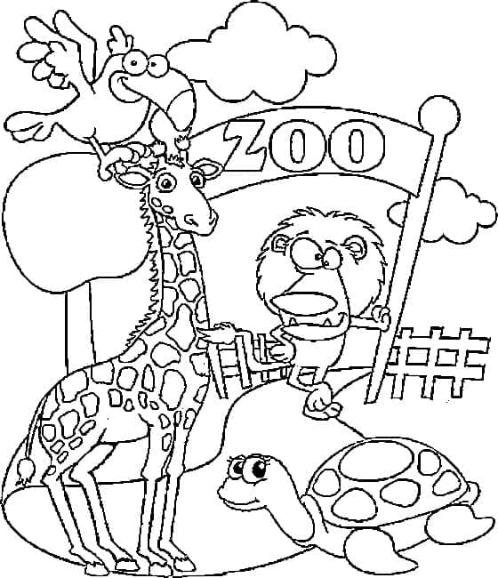 Coloriage Animaux du Zoo Amicaux
