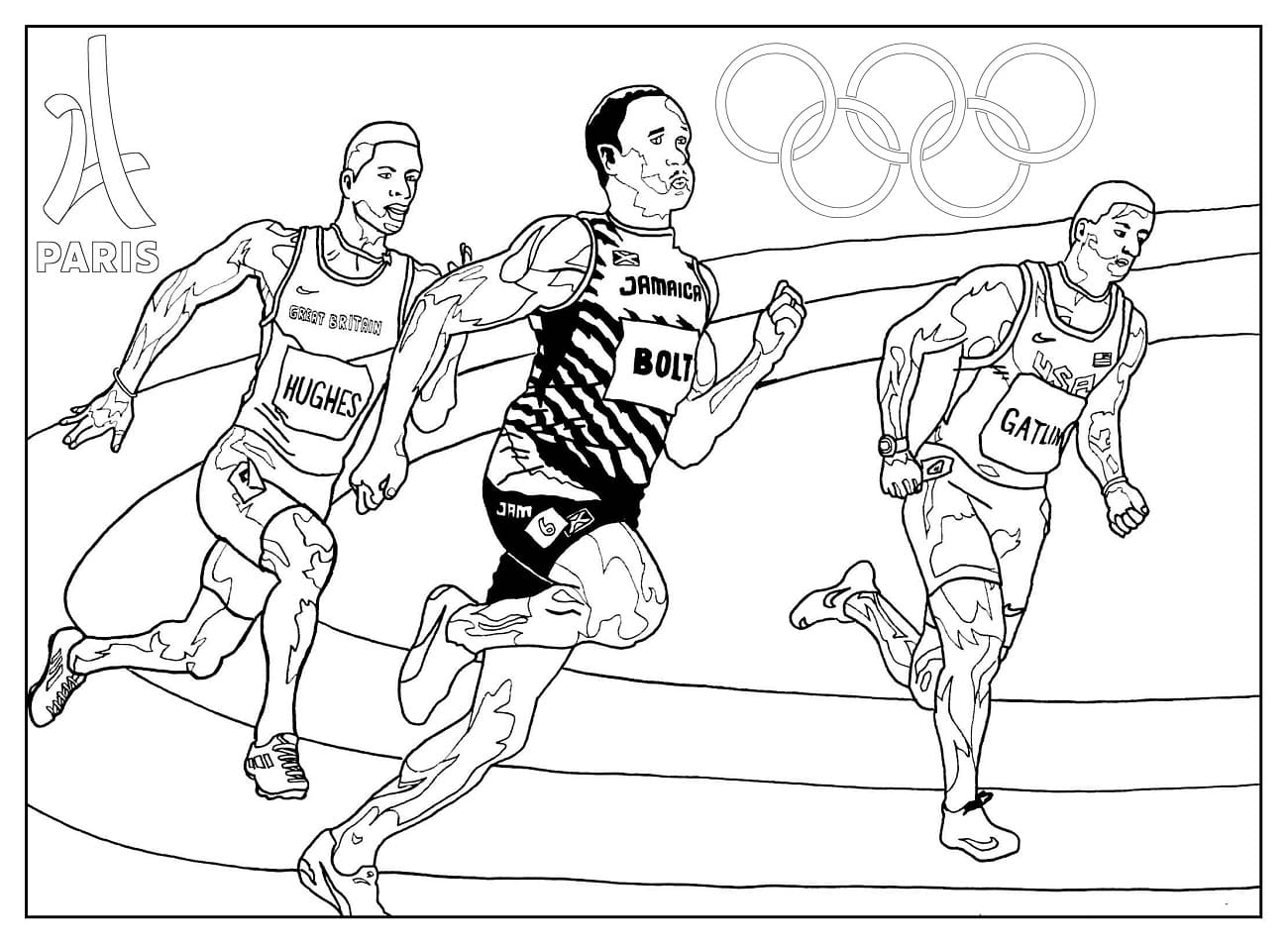 Athlétisme aux Jeux de Paris 2024 coloring page