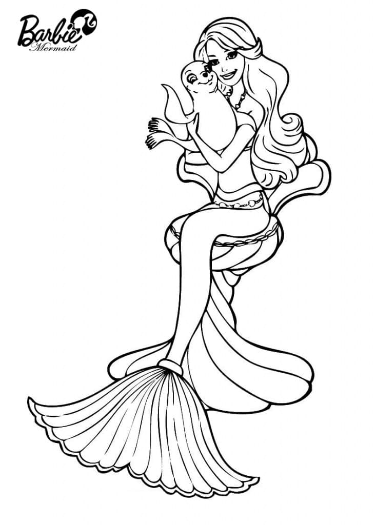 Coloriage Barbie Sirène Mignonne