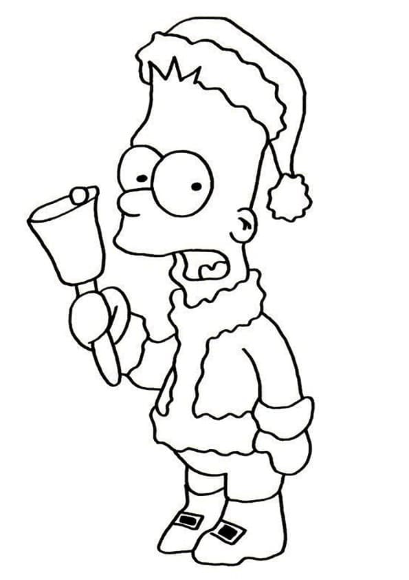 Coloriage Bart Simpson à Noël