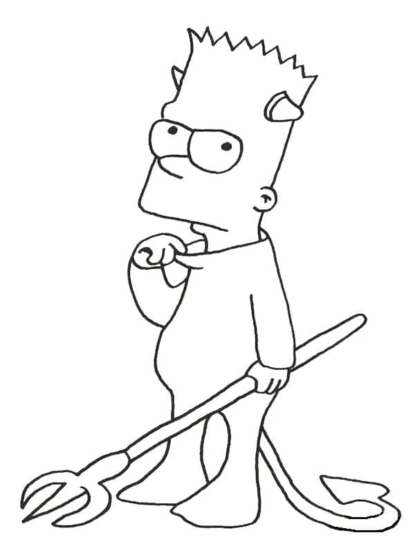 Coloriage Bart Simpson avec son Costume