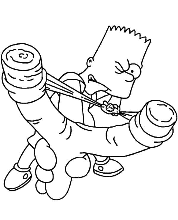Coloriage Bart Simpson avec une Fronde