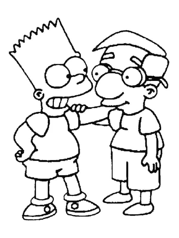 Coloriage Bart Simpson et Milhouse Van Houten