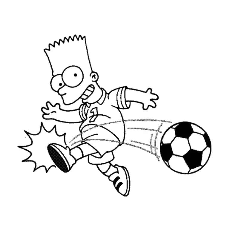 Coloriage Bart Simpson Joue au Football