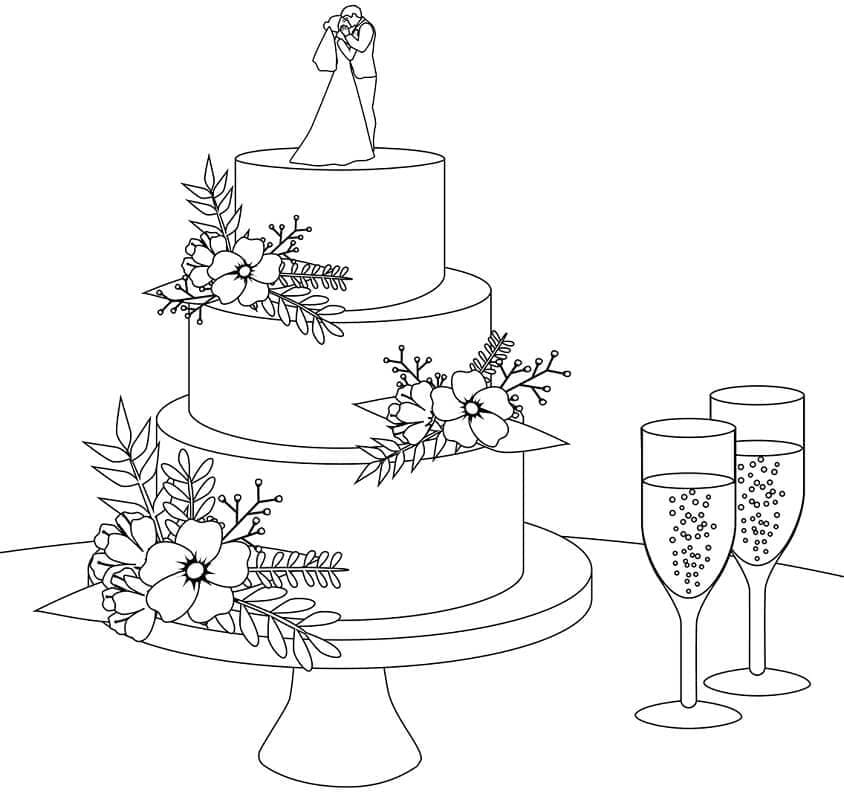 Beau Gâteau de Mariage coloring page