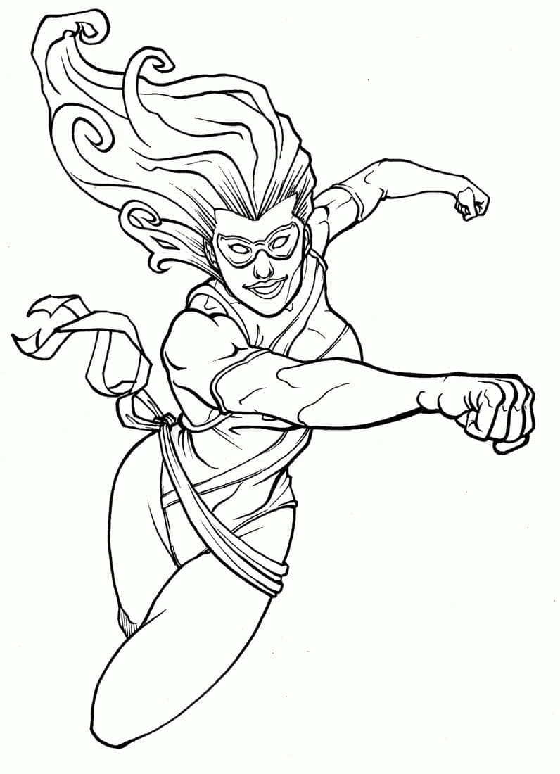 Captain Marvel Souriante coloring page