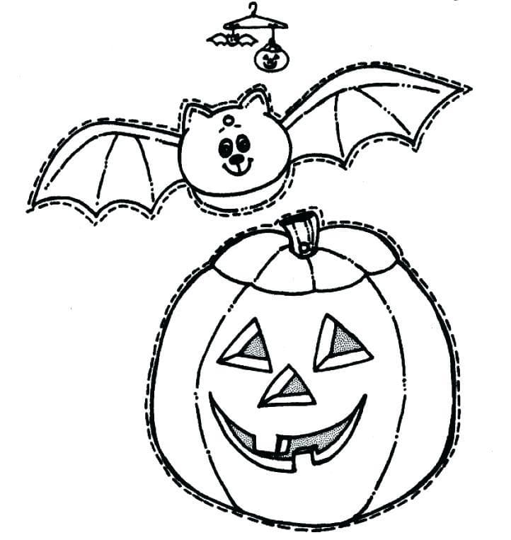 Chauve-souris avec Citrouille d’Halloween coloring page
