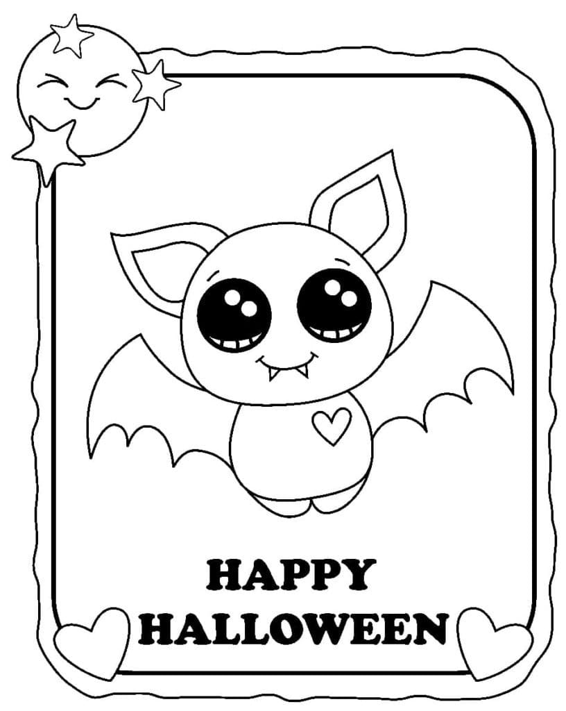 Chauve-souris d’Halloween Mignonne coloring page