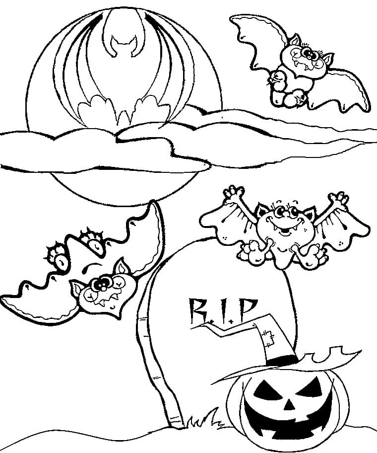 Chauves-souris d’Halloween Pour Enfants coloring page