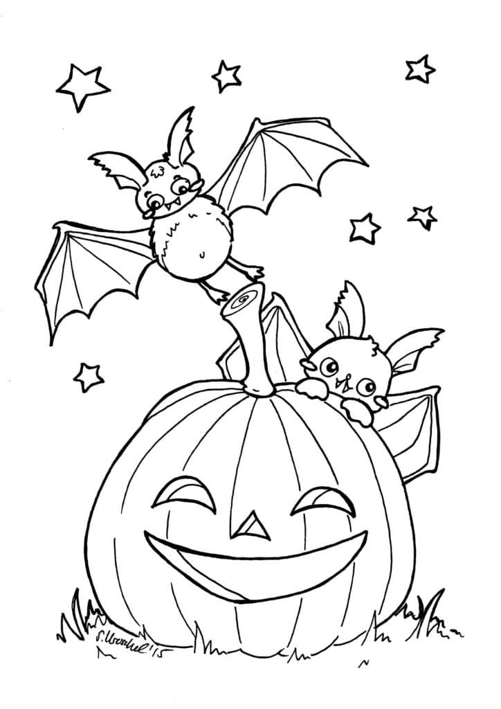 Coloriage Chauves-souris d'Halloween Pour les Enfants