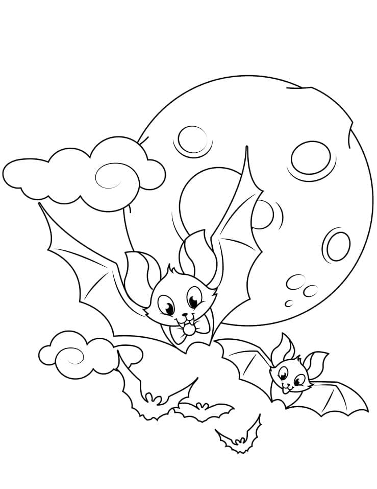 Chauves-souris Mignonnes d’Halloween coloring page