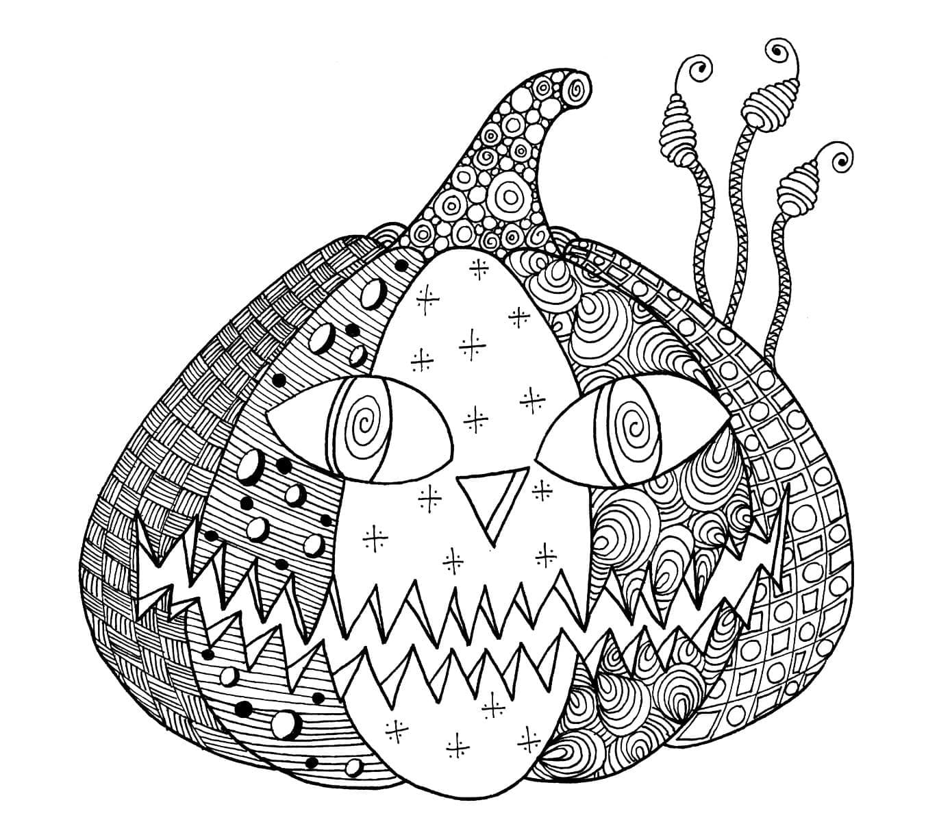 Coloriage Citrouille d'Halloween Pour Adultes