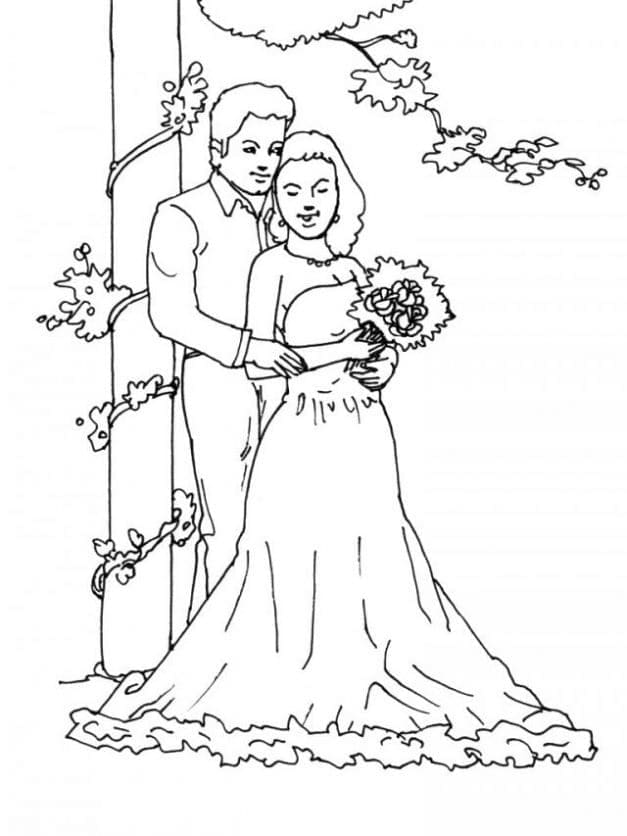 Couple de Mariés coloring page