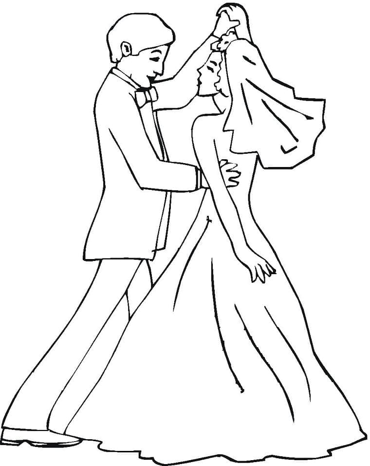 Coloriage Danse de Mariage