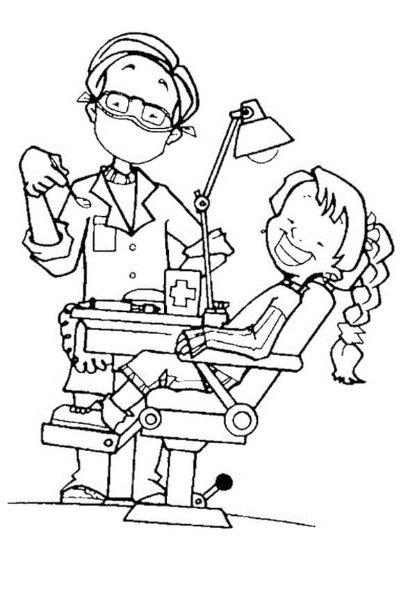Dentiste et Fille coloring page