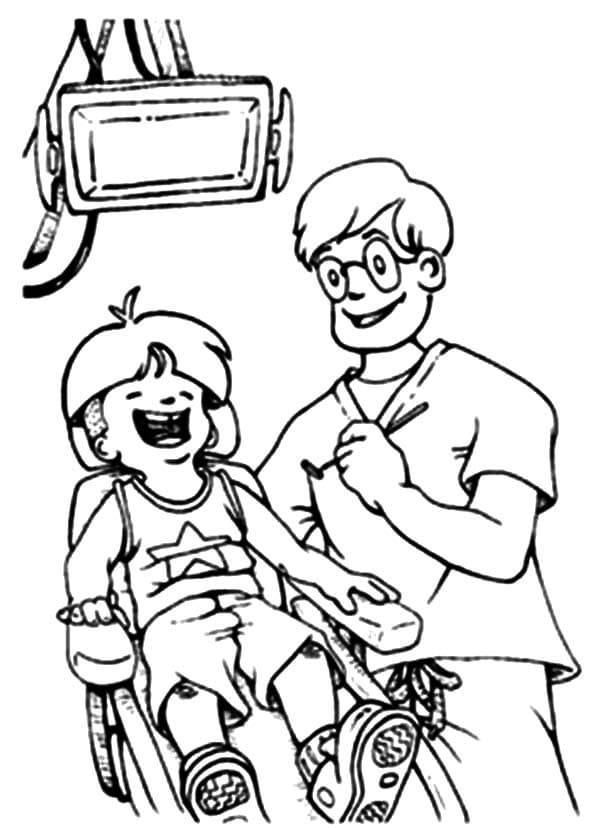 Dentiste et Garçon Heureux coloring page