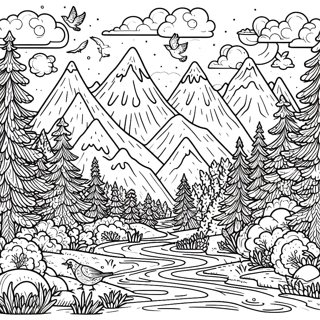 Des Montagnes Merveilleuses coloring page