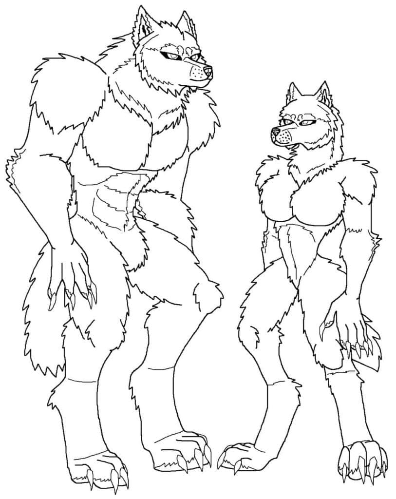 Coloriage Deux Loups-garous