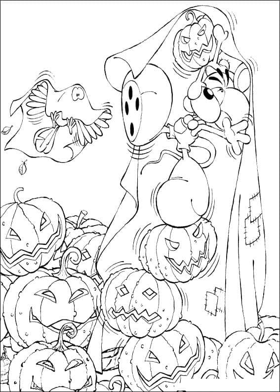 Coloriage Diddl à Halloween