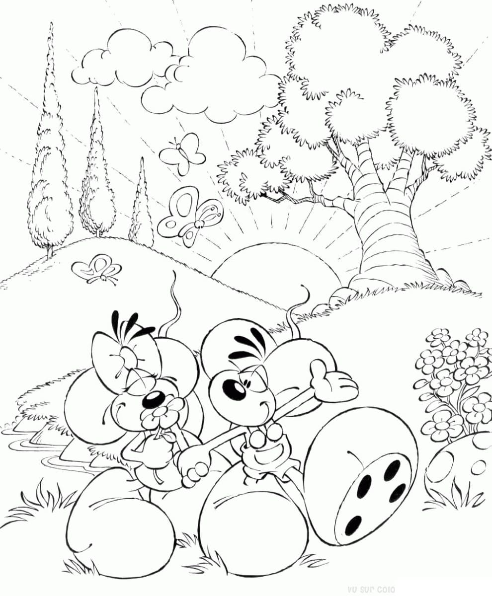 Diddl avec Diddlina coloring page