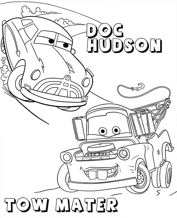 Coloriage Doc Hudson et Martin de Cars