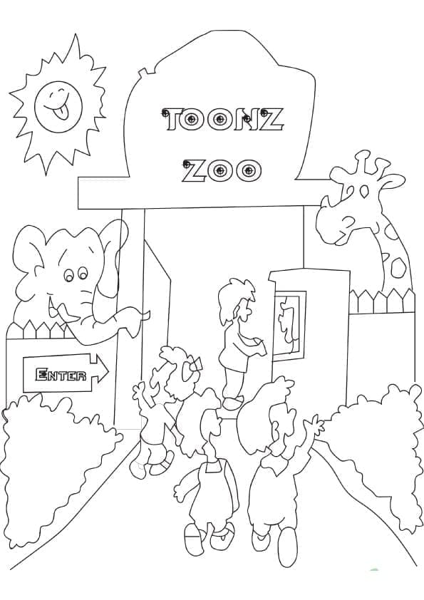 Coloriage Entrée du Zoo