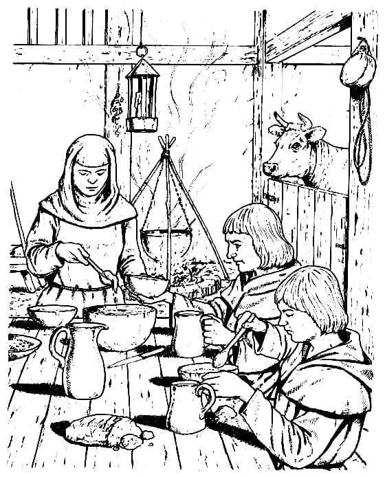 Famille du Moyen Âge coloring page