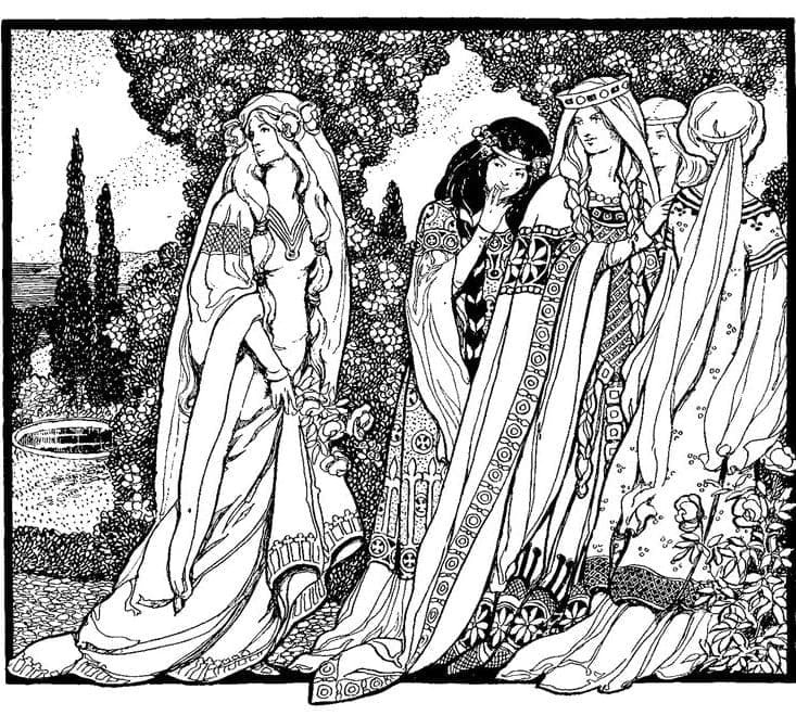 Femme du Moyen Âge coloring page