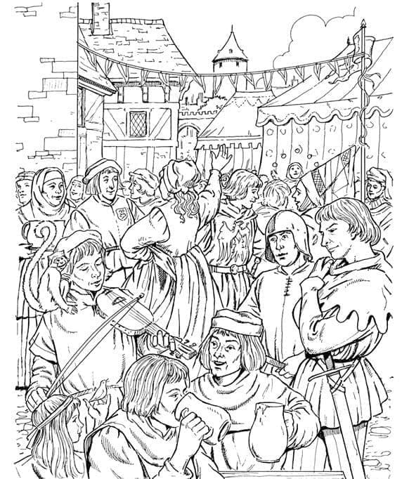 Fête du Moyen Âge coloring page