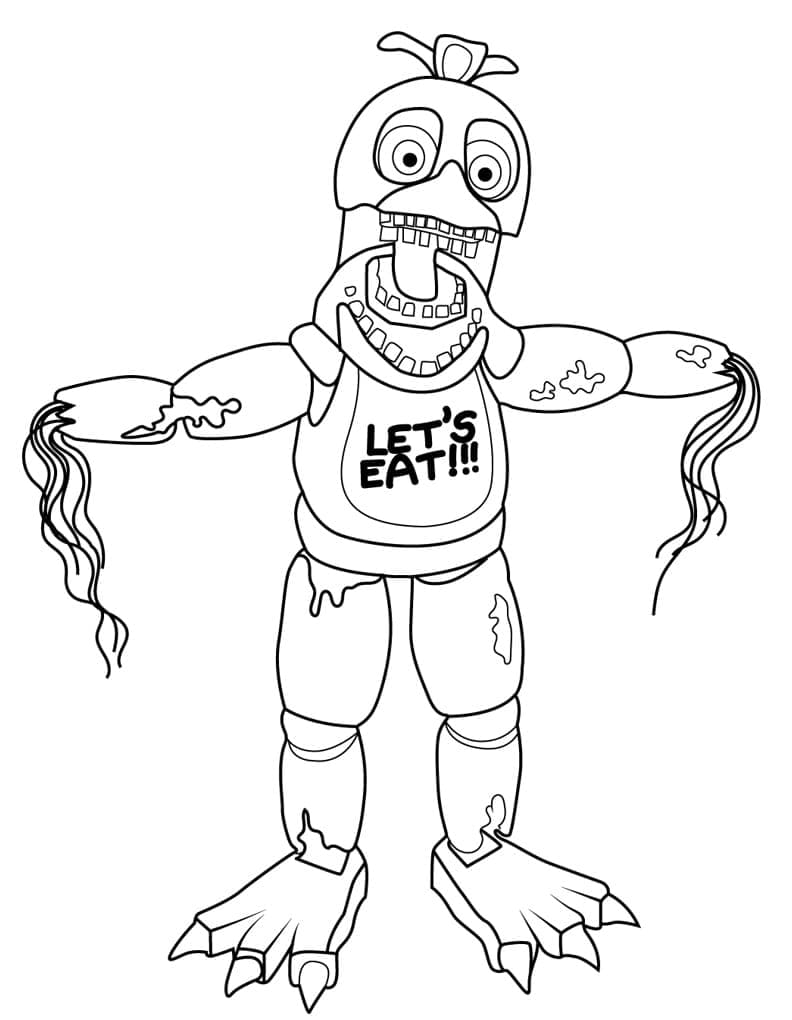 Coloriage FNAF Withered Chica