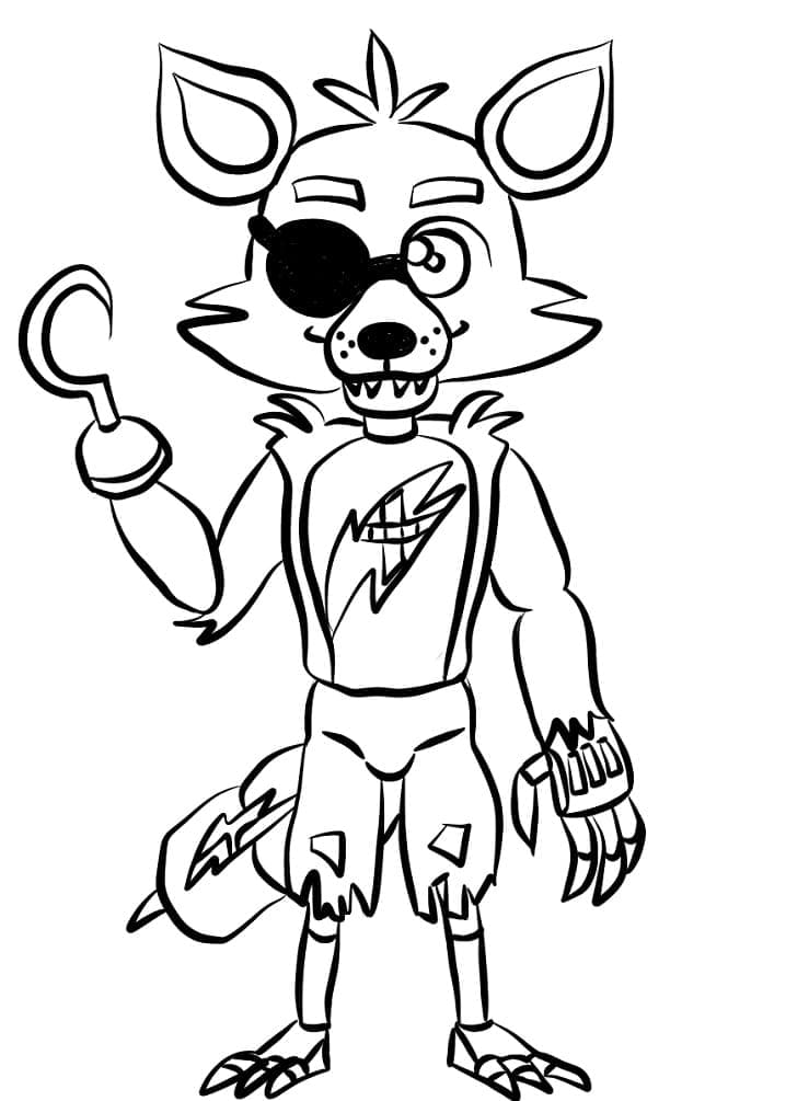 Coloriage FNAF Withered Foxy
