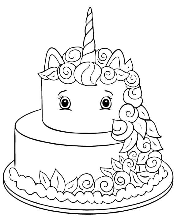 Gâteau d’Anniversaire Mignon coloring page