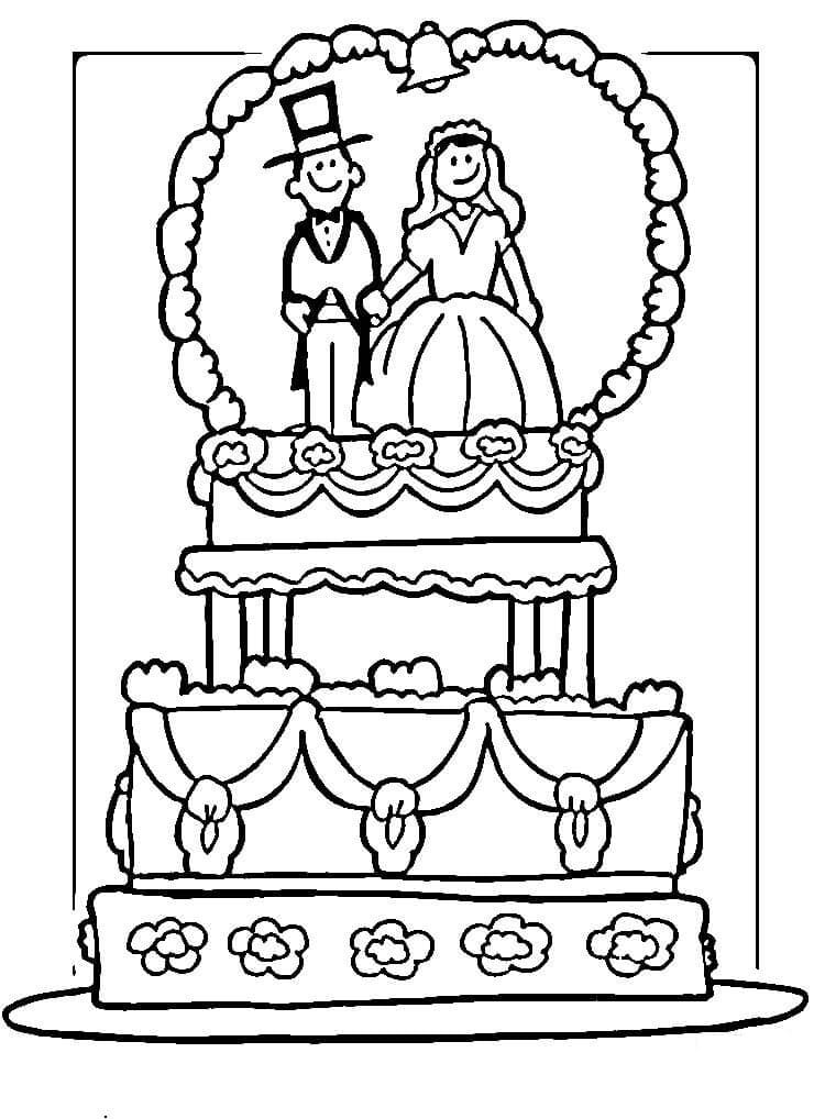 Coloriage Gâteau de Mariage Imprimable