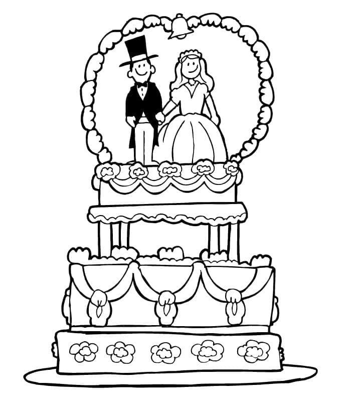 Coloriage Gâteau de Mariage