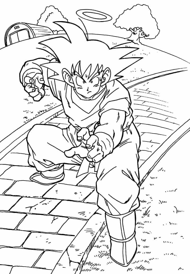 Coloriage Goku dans Dragon Ball Z