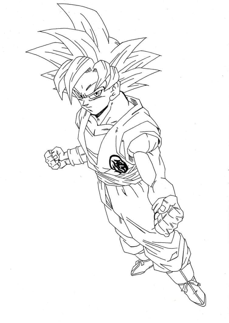 Coloriage Goku de Anime Dragon Ball
