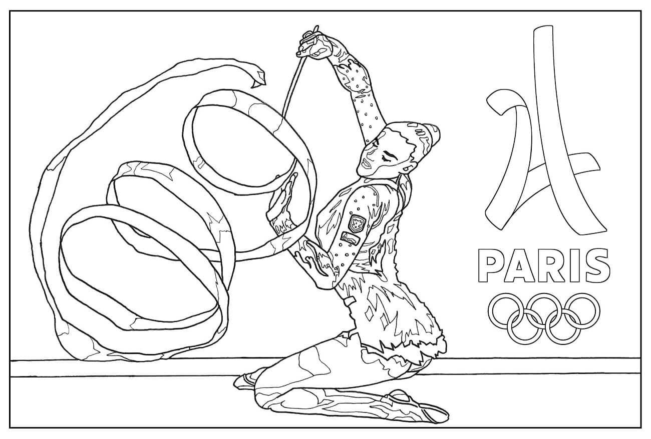 Coloriage Gymnastique Artistique aux Jeux de Paris 2024