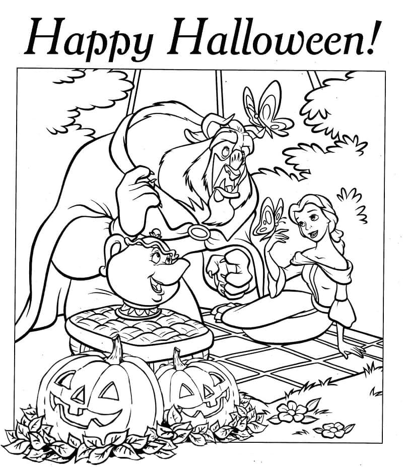 Halloween Disney La Belle et la Bête coloring page