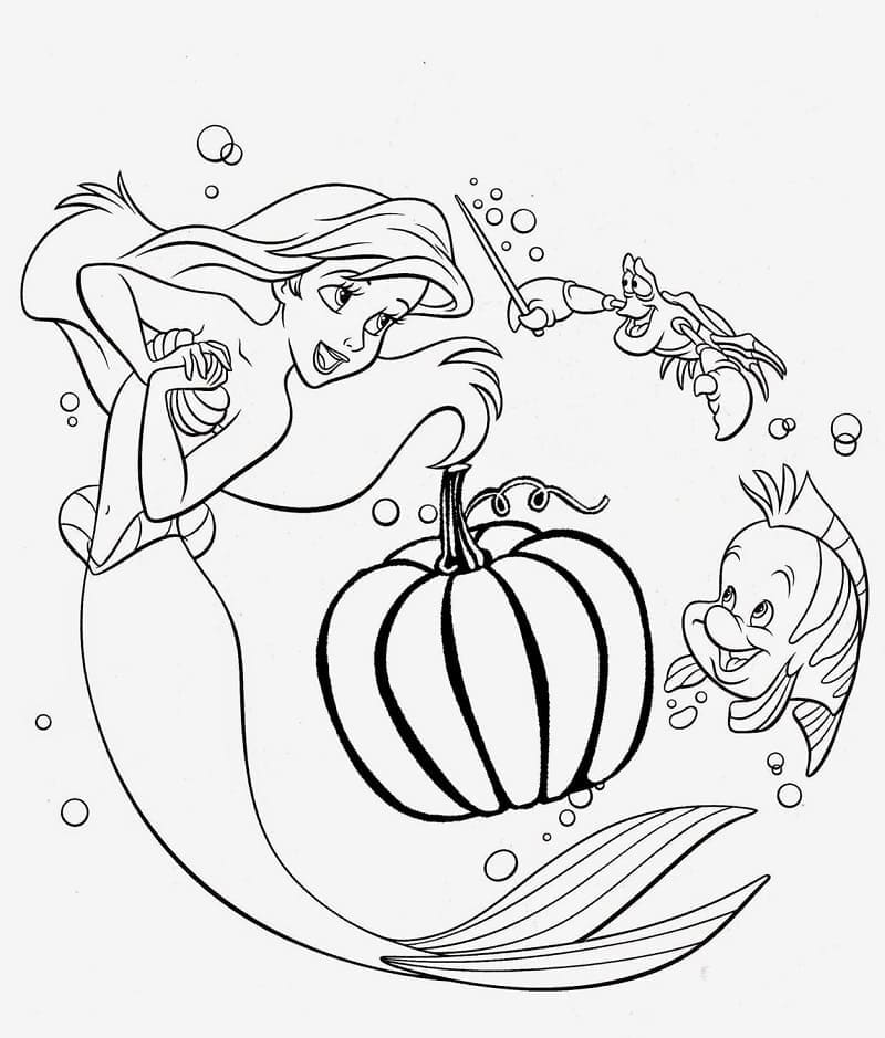 Halloween Disney La Petite Sirène coloring page