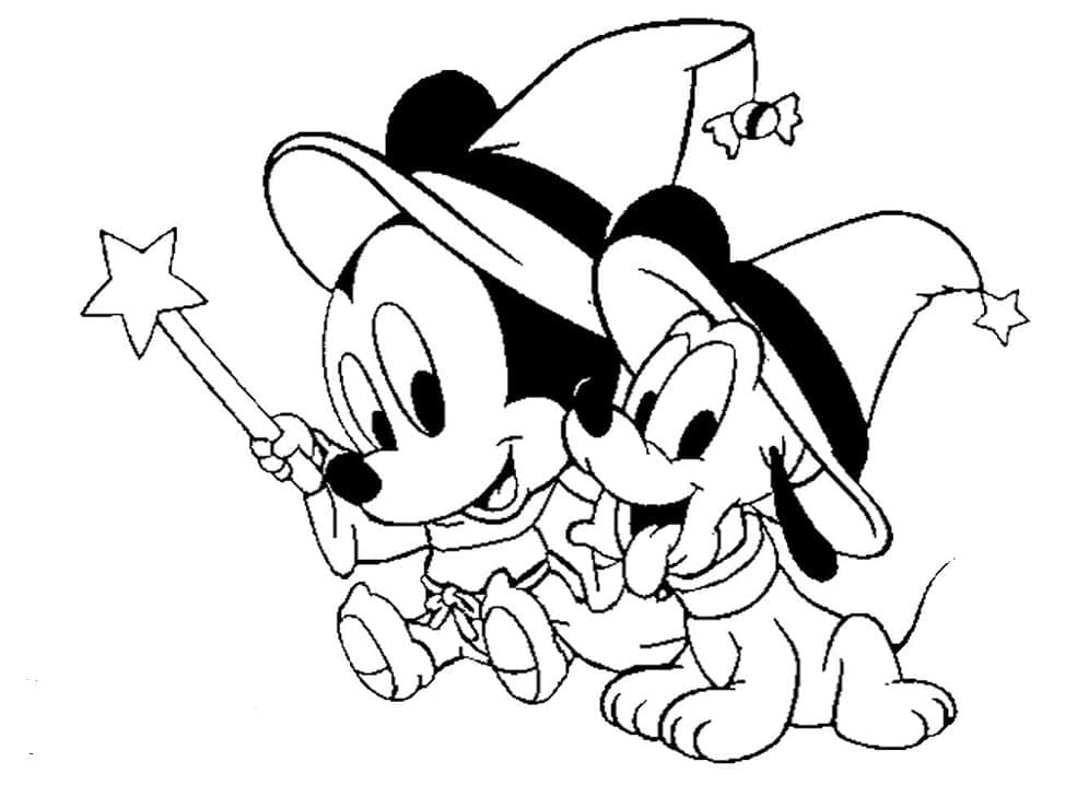 Coloriage Halloween Disney Mickey et Pluto