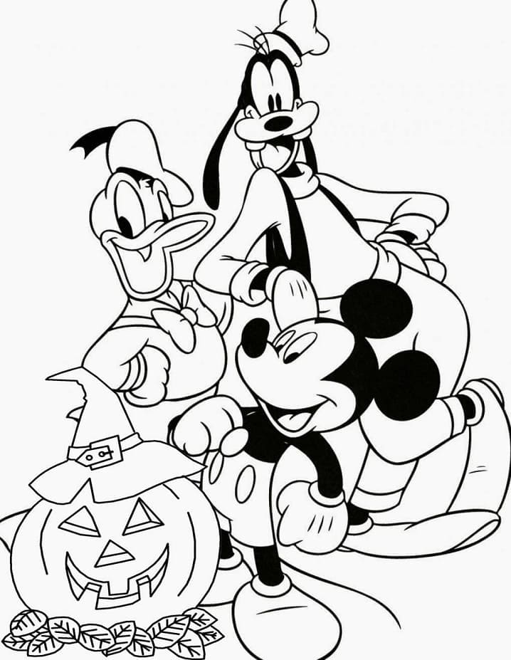 Coloriage Halloween Disney Mickey et Ses Amis