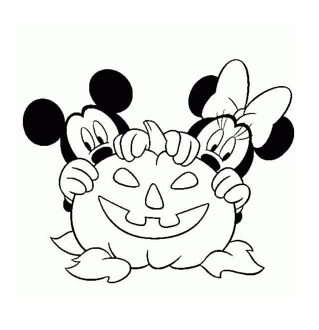 Coloriage Halloween Disney Mickey Mouse et Minnie